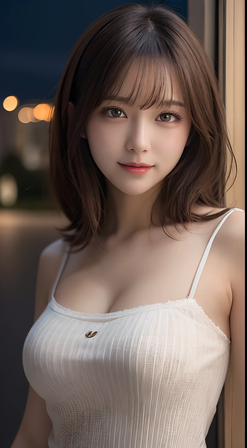 masutepiece, Best Quality, Illustration, Ultra-detailed, finely detail, hight resolution, 8K Wallpaper, Perfect dynamic composition, Beautiful detailed eyes, Natural Lip, Cute camisole, Small breasts, Randomly cute poses,Raw photo,cute🩷,ssmile,nighttime scene