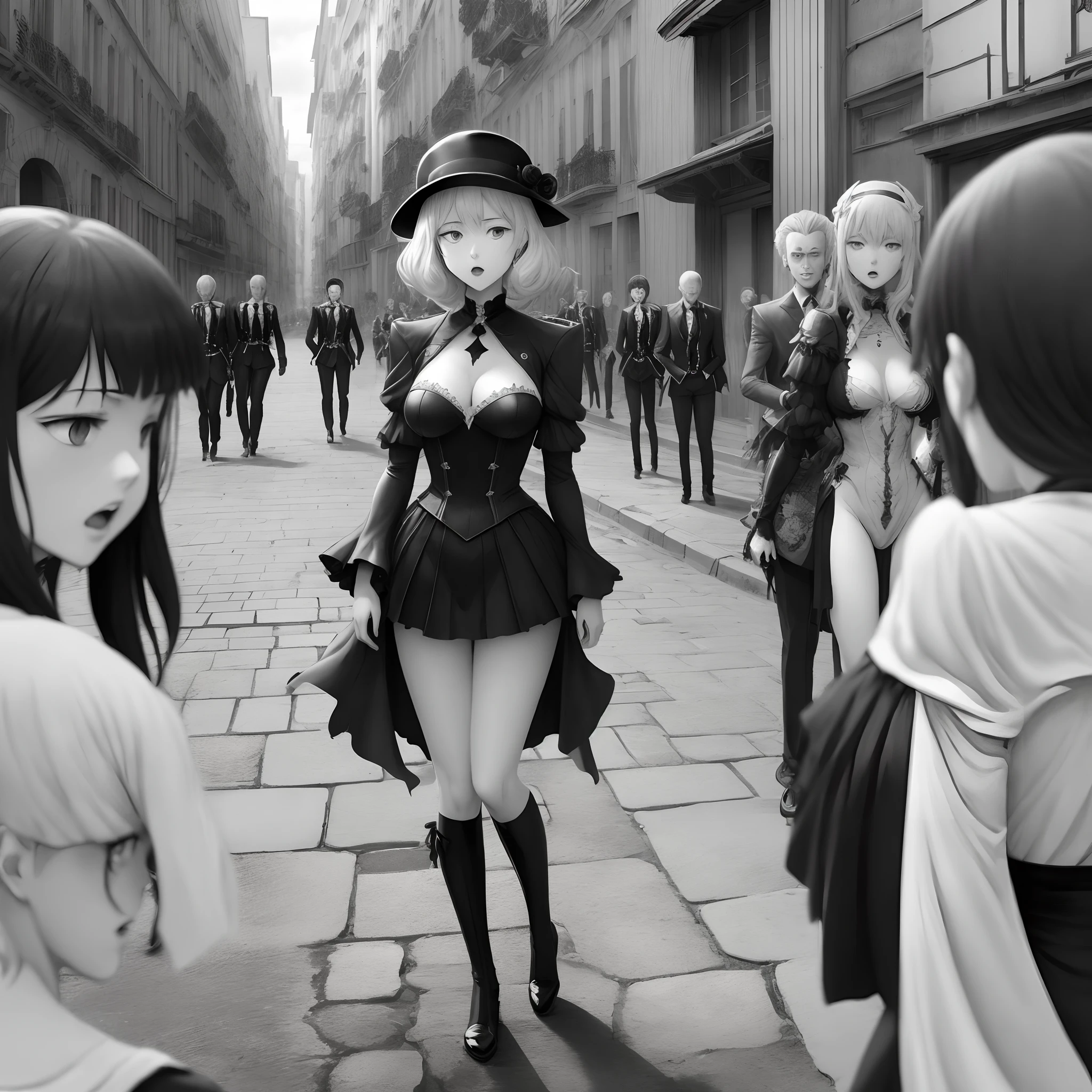 6 Corps morts sang manga noir et blanc