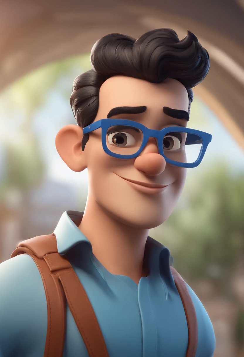 Cartoon character of a man with black glasses and a blue shirt, animation character, Caractere estilizado, animation style rendering, 3D estilizado, Arnold Maya render, 3 d render stylized, toon render keyshot, Personagem 3D, Personagem 3D, 3d rendering stylized, character rendering