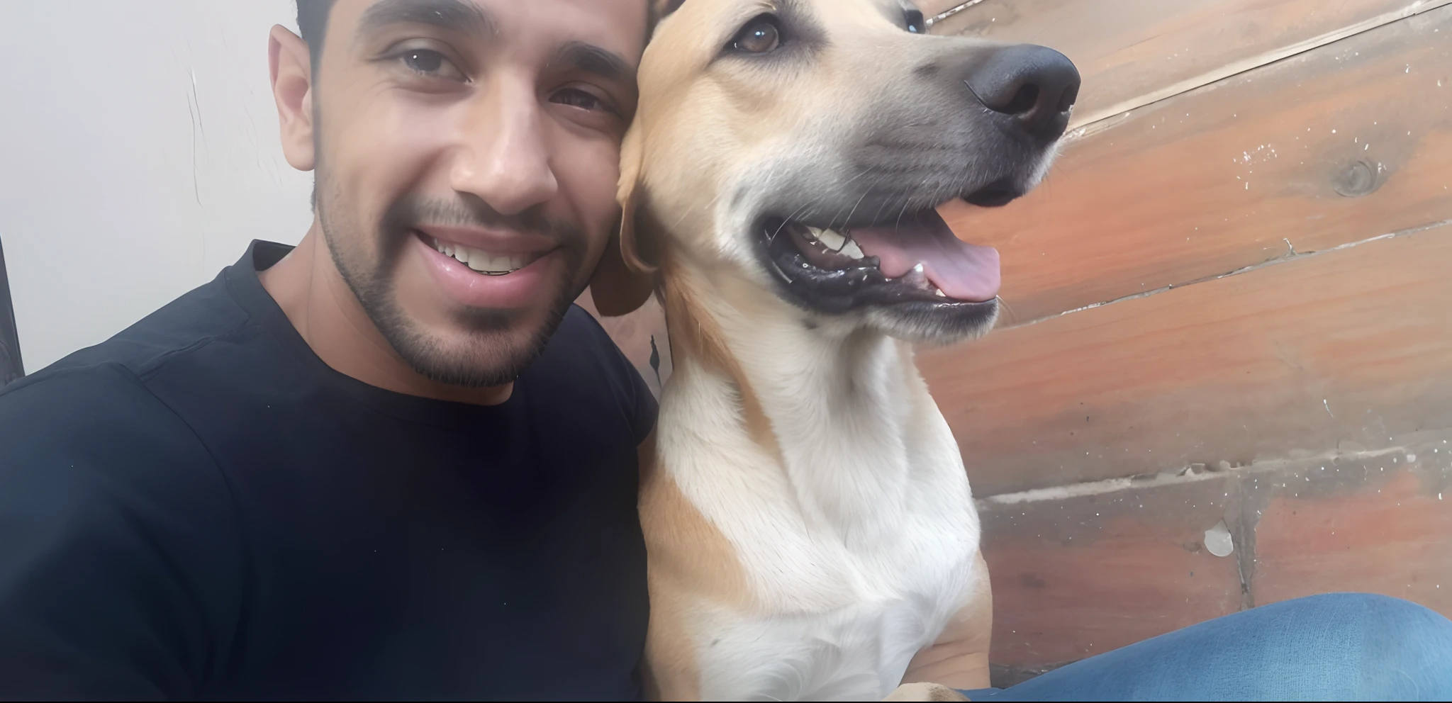There is a man and a dog who are sitting together, selfie of a dog, with his hyperactive little dog, with stray dogs, imagem de perfil, Ghutra e Egal, foto do perfil, Diego 5, 2 9 anos, 2 7 anos, Directed by: Nandor Soldier, 2 8 anos, pet animal, 2 3 anos