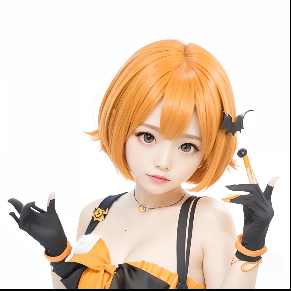 Orange hair、Bat hair ornament、bob、