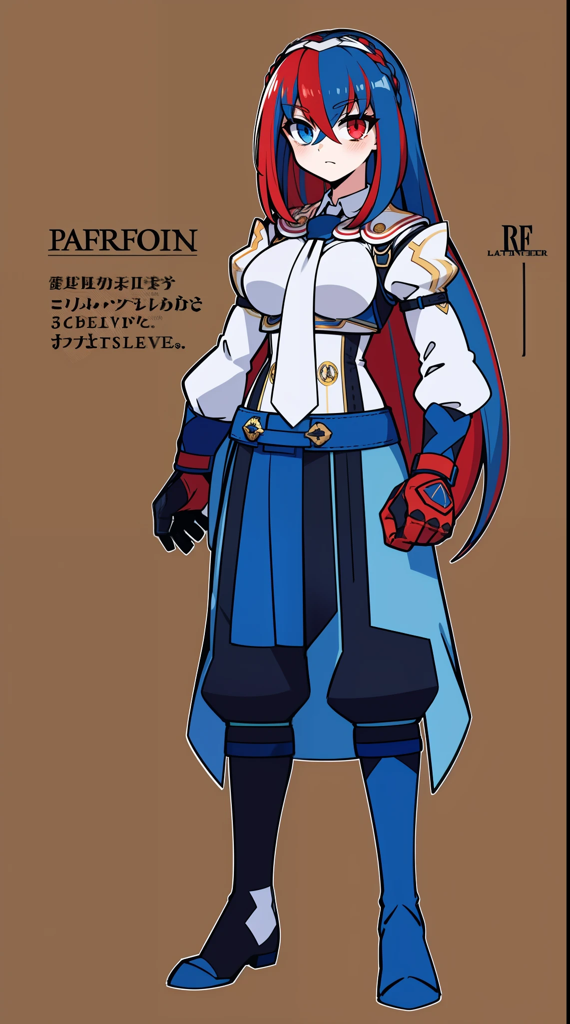 aleardef, heterochromia, gloves, long sleeves, full body, standing