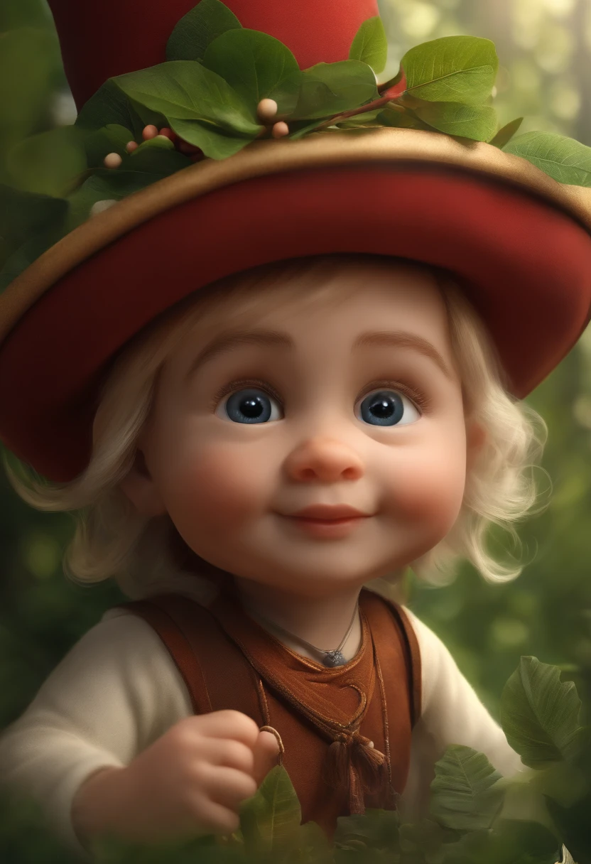 (Altas:1.2),gnomo,humorous,photo-realistic,tall and pointed hat,barba branca e espessa,playful expression,pequeno,nariz pontiagudo,olhos alegres,segurando uma lata de cogumelos,cercado por cogumelos coloridos,magical forest background,soft natural lighting