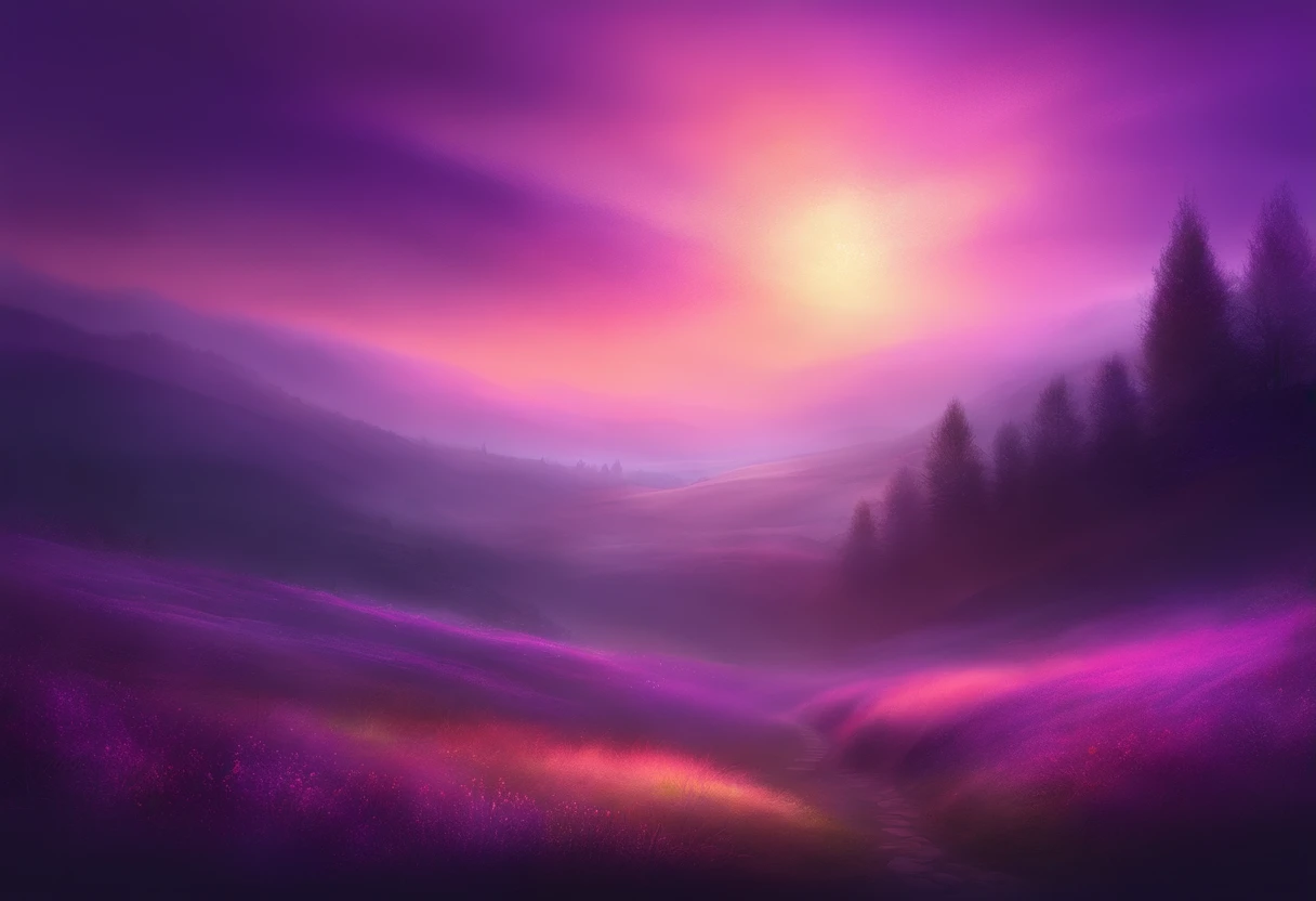 Blurred hill landscape, Blurred Hill, mist, Purple Fireflies, blurred background, Flickering Flashes, Smooth, Abstract Art, Abstract Landscape, Dark Hill, Gloomy landscape, Flicker blur