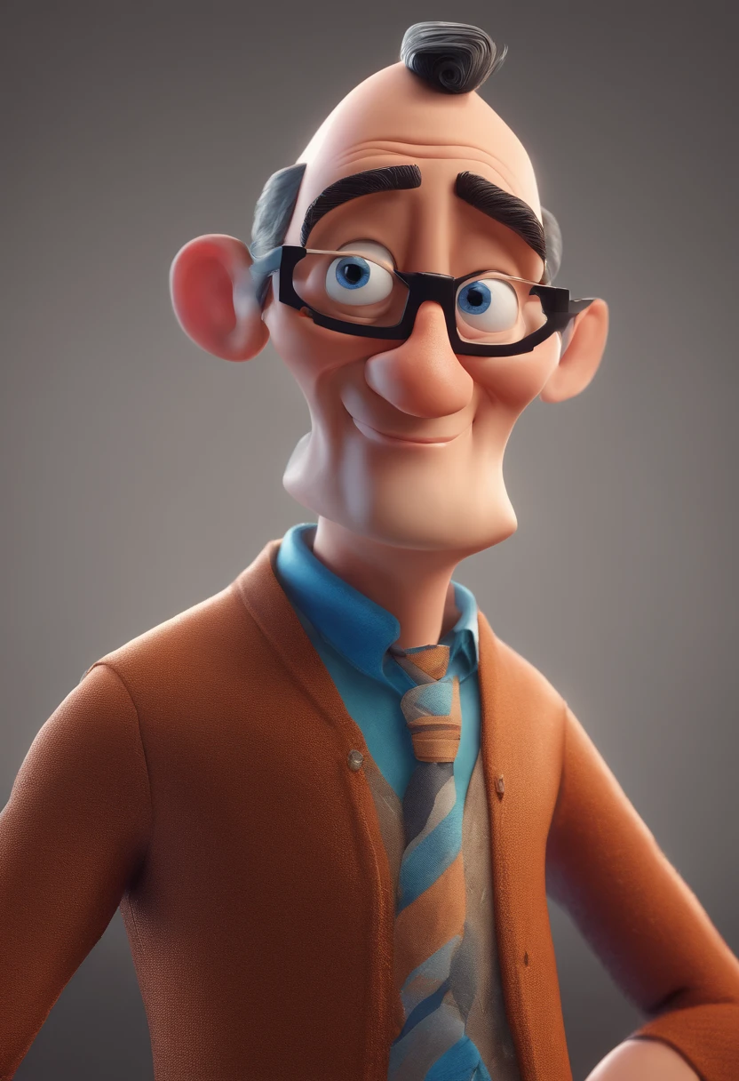 Cartoon character of a man with black glasses and a blue shirt, animation character, Caractere estilizado, animation style rendering, 3D estilizado, Arnold Maya render, 3 d render stylized, toon render keyshot, Personagem 3D, Personagem 3D, 3d rendering stylized, 3 d character render, personagem de desenho animado, Personagem de close up, Pose de personagem,  (Estilo Pixar) (master part:1.2) (Bokeh) (best quality) (pele detalhada) (textura detalhada) (8k) (argila) (Cinematic lighting) (foco nítido