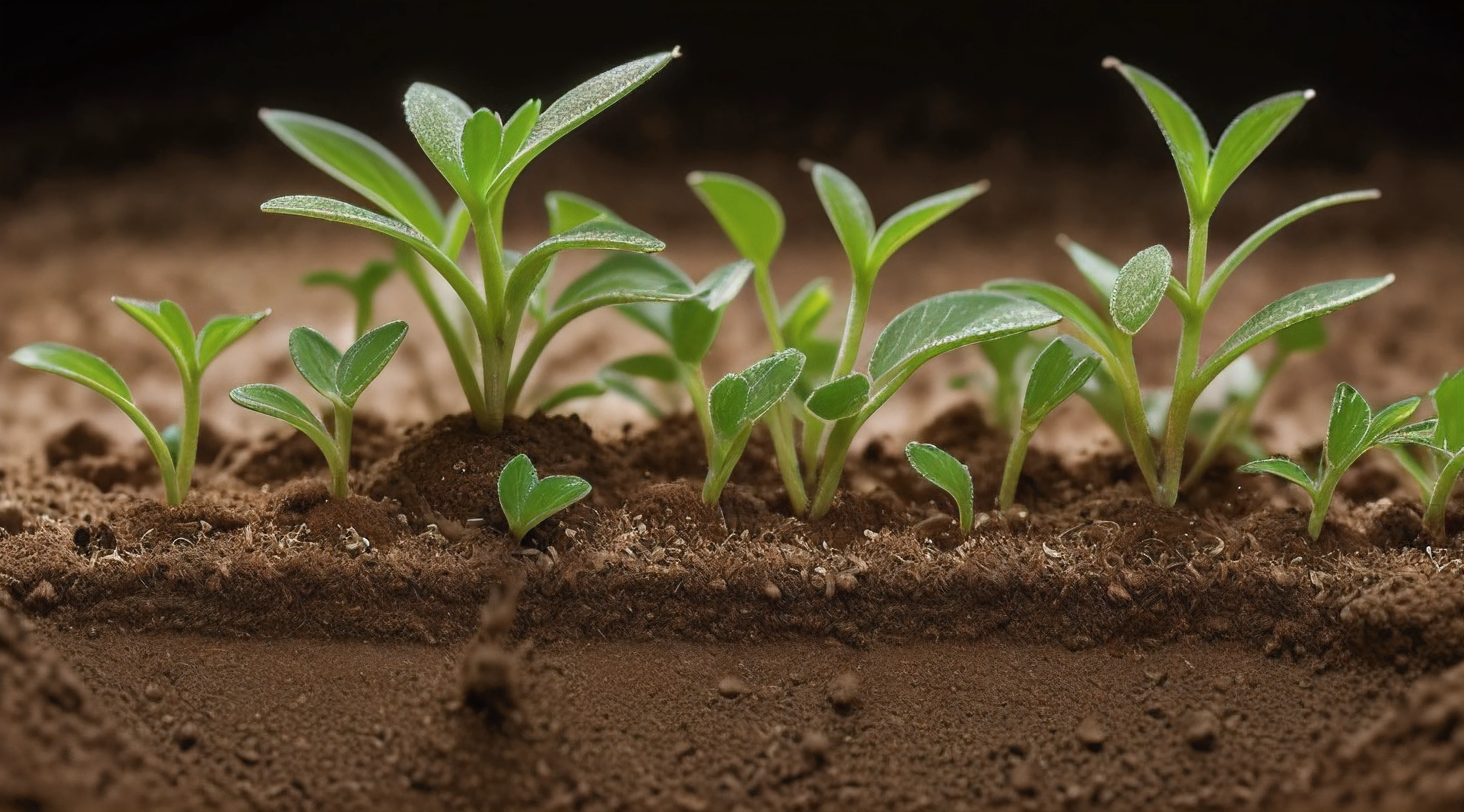 "{{{{A photorealistic depiction of a recently germinated plant}}}}. The image should capture the tender beauty of a young plant emerging from the soil. The plant's tiny green shoots should be visible as they break through the earth's surface. The background environment can be a close-up view of fertile soil with subtle textures and natural light illuminating the scene. The image type should be a high-resolution photograph captured with a macro lens to showcase the intricate details of the plant. The camera shot is a close-up with a low angle, drawing attention to the plant's growth and determination. Please draw inspiration from professional macro photography and nature journals, celebrating the wonder of new life in nature. The lighting should be soft and diffused, creating a sense of serenity and freshness."

Camera Shot Type: Close-up
Camera Lens: Macro
View: Low angle

Resolution: 8K or higher
Detail: Highly detailed, high resolution

(((((Recently germinated plant, Close-up view, High-resolution photograph, Macro lens)))))