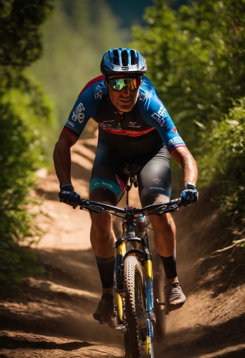Um ciclista participando de um campeonato de MTB
