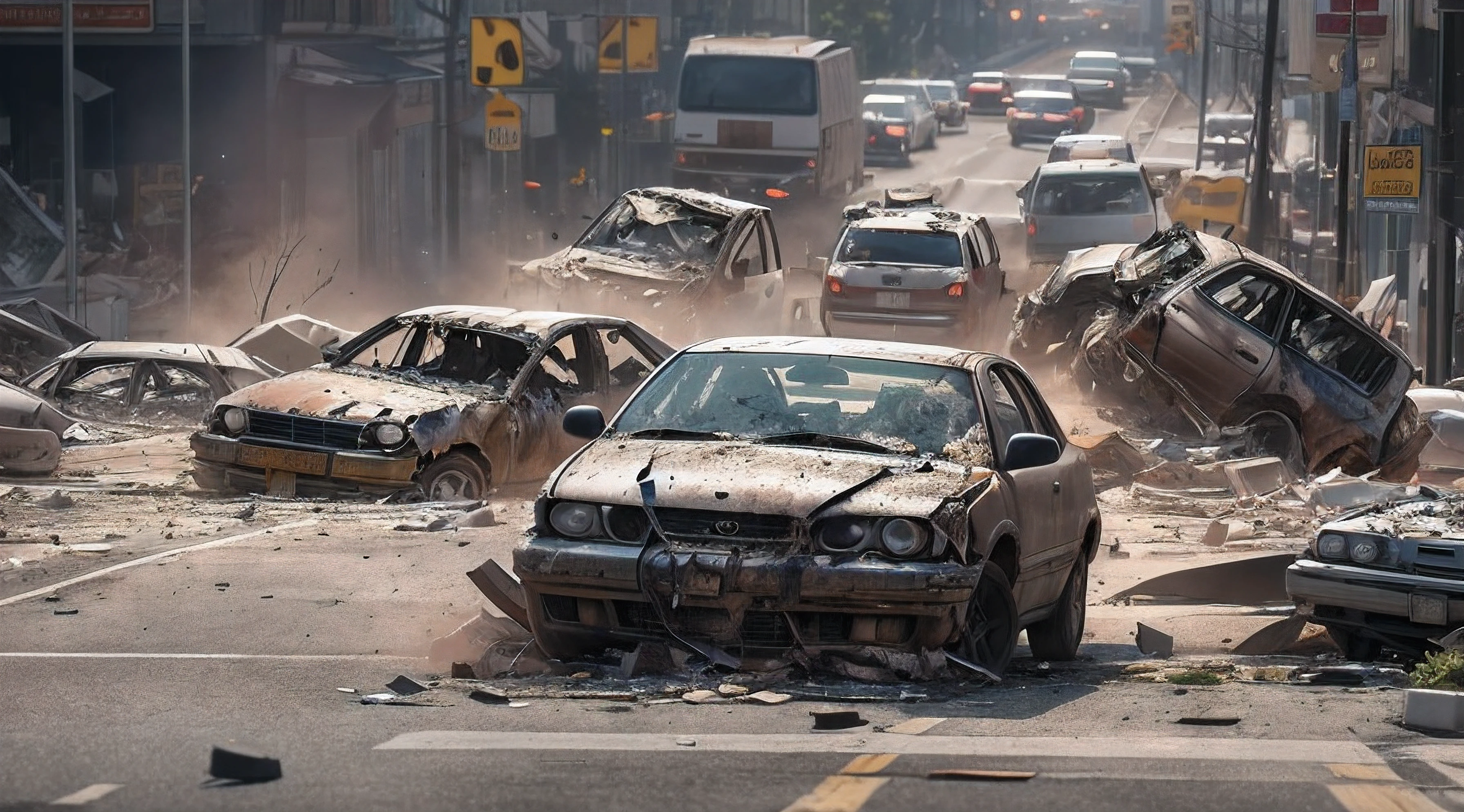 car accident female corpse 2d art