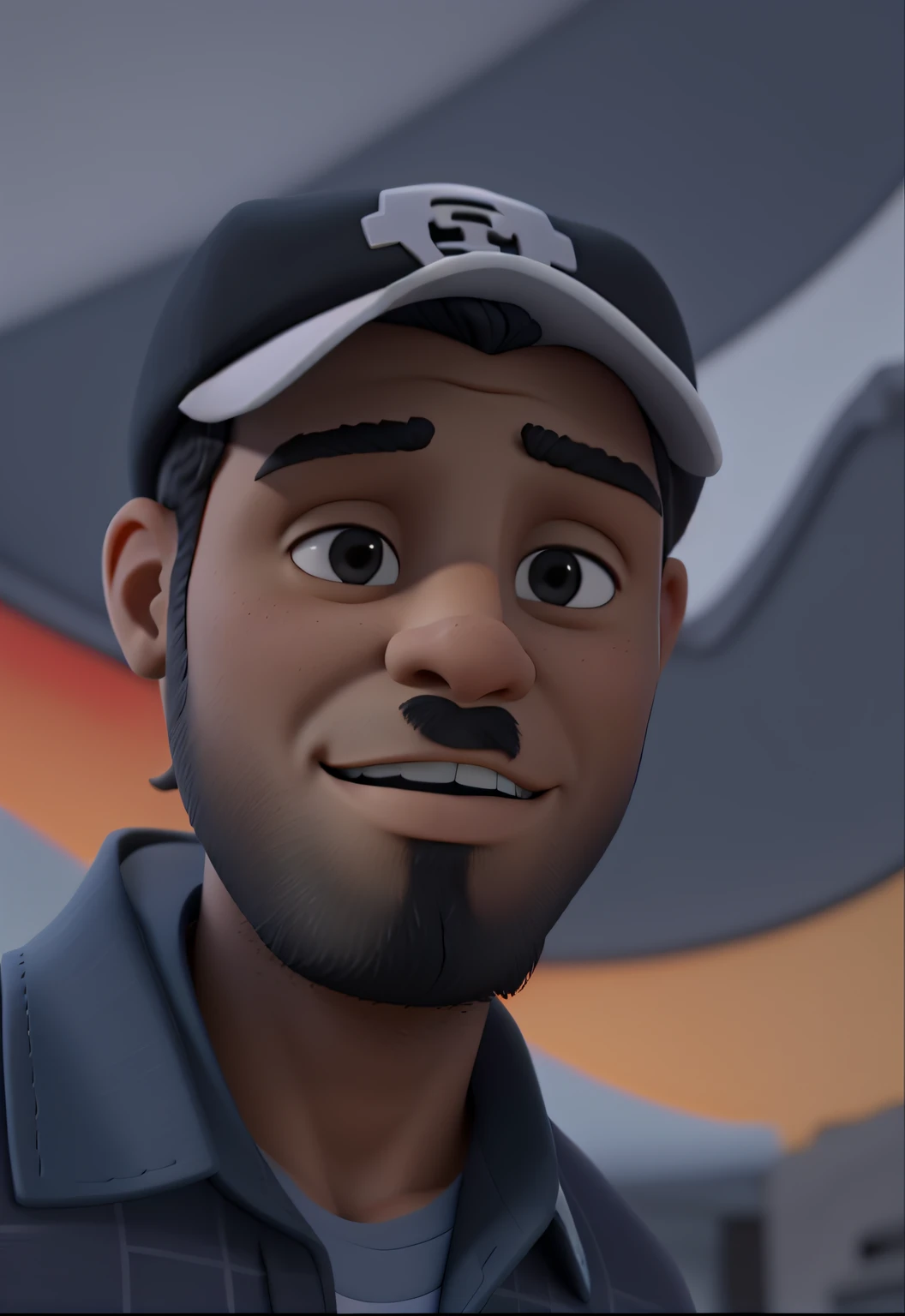 homem usando bone preto com aba cinza, com camisa preta
