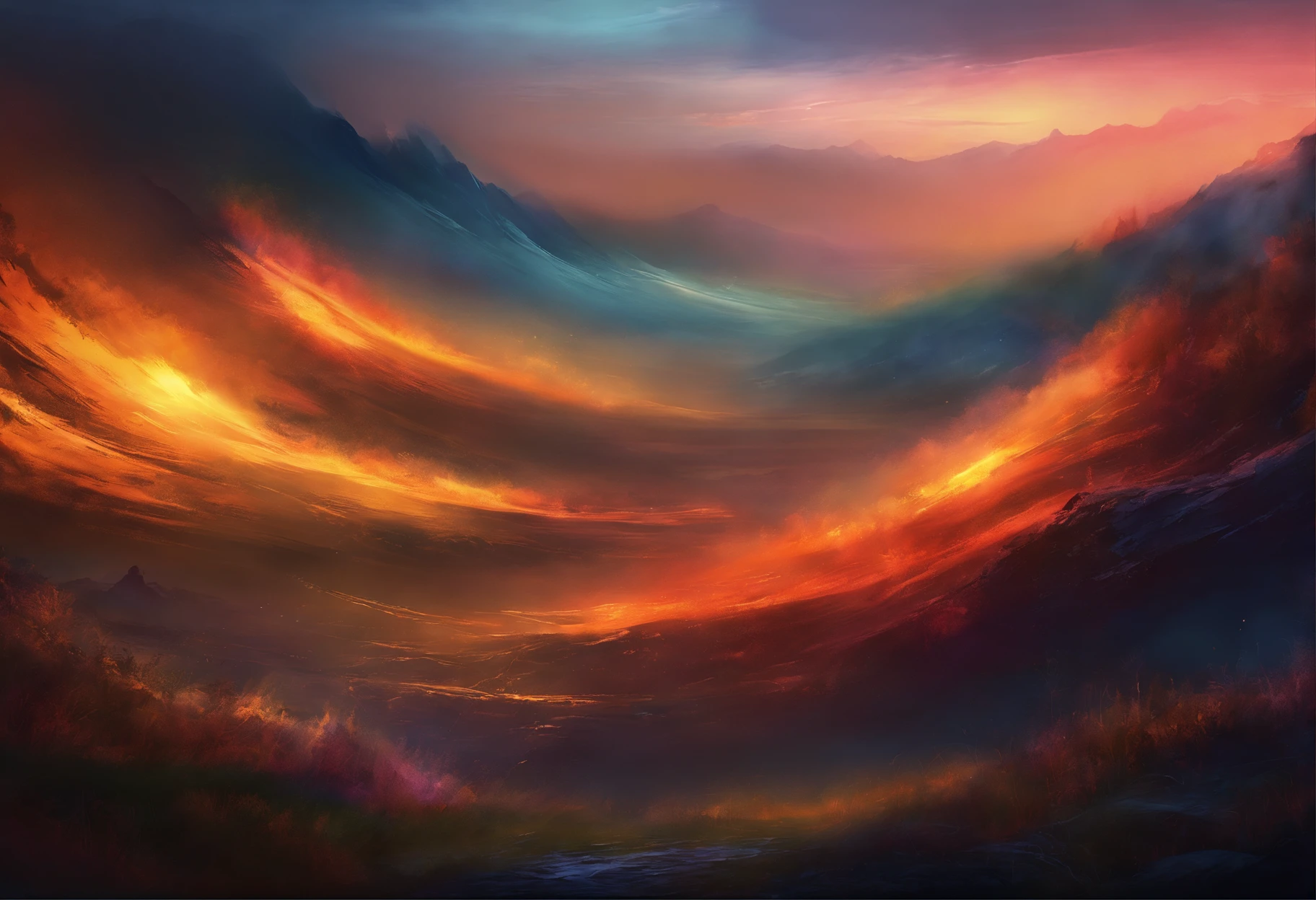 Blurry dark hill landscape, Blurred Hill, myst, night landscape, Blurred background, Dark painting, Smooth, Abstract Art, abstract scenery, Dark Hill, dark scenary, Flickering blur, dark art