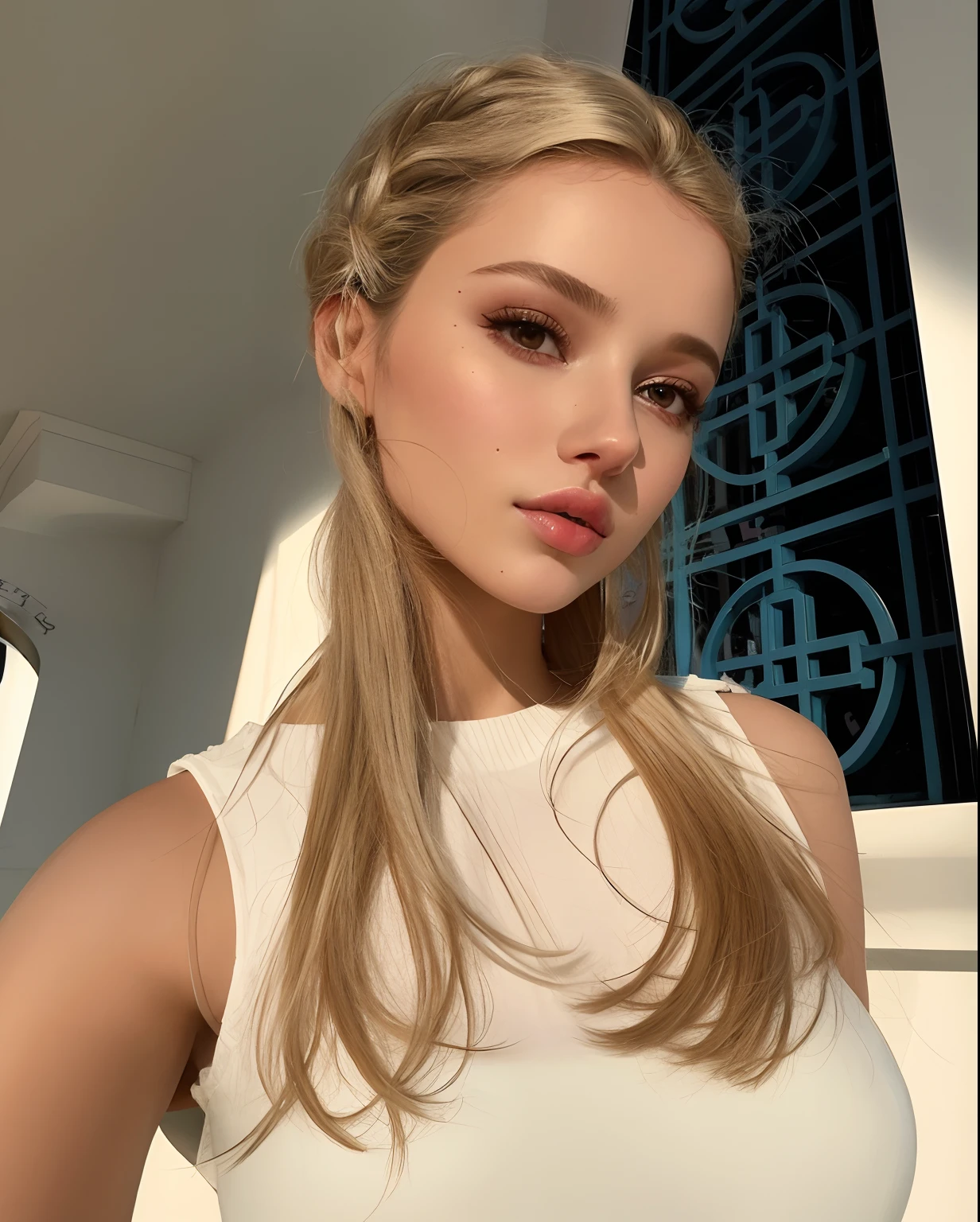 mulher arafed com longos cabelos loiros usando um top branco, Retrato Sophie Mudd, Yelena Belova, Taran Dasha, uma com cabelo loiro, Alexandra Waliszewska, lindo modelo jovem, 2 Modelo feminina de 4 anos, Sidnei Sweeney, rosto como ester exposito, Directed by: Anna Haifisch, Angelina Stroganova