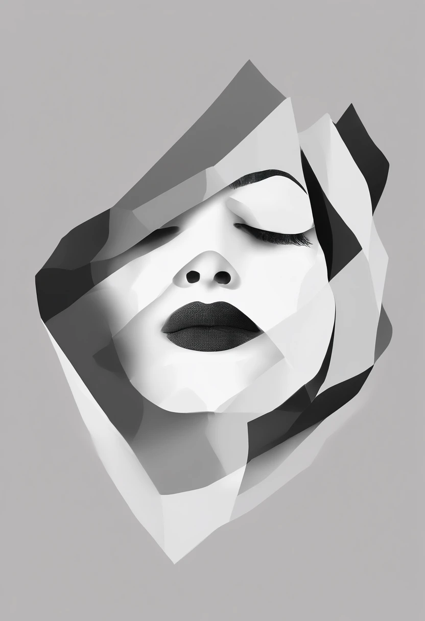 Grab your head with both hands, Wrinkled Paper Face, Open Miso of the Brain,Face with closed eyes,Abstract close-up portrait,Surreal Dark Art,4k,detailized face,slight smile
