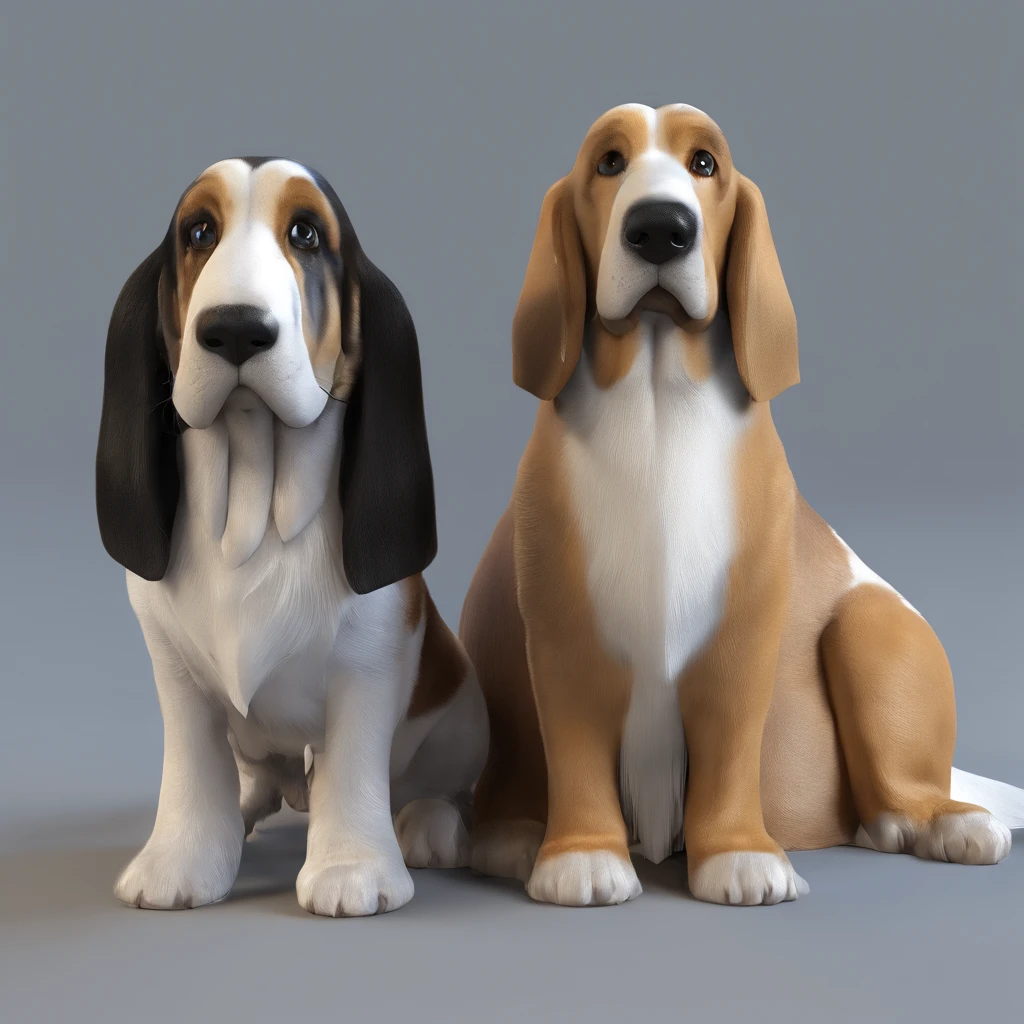 ?????? Basset preta, chubby with her brother Lhasa Apso, pelagem longa cor preta e branca e com os dentinhos para fora