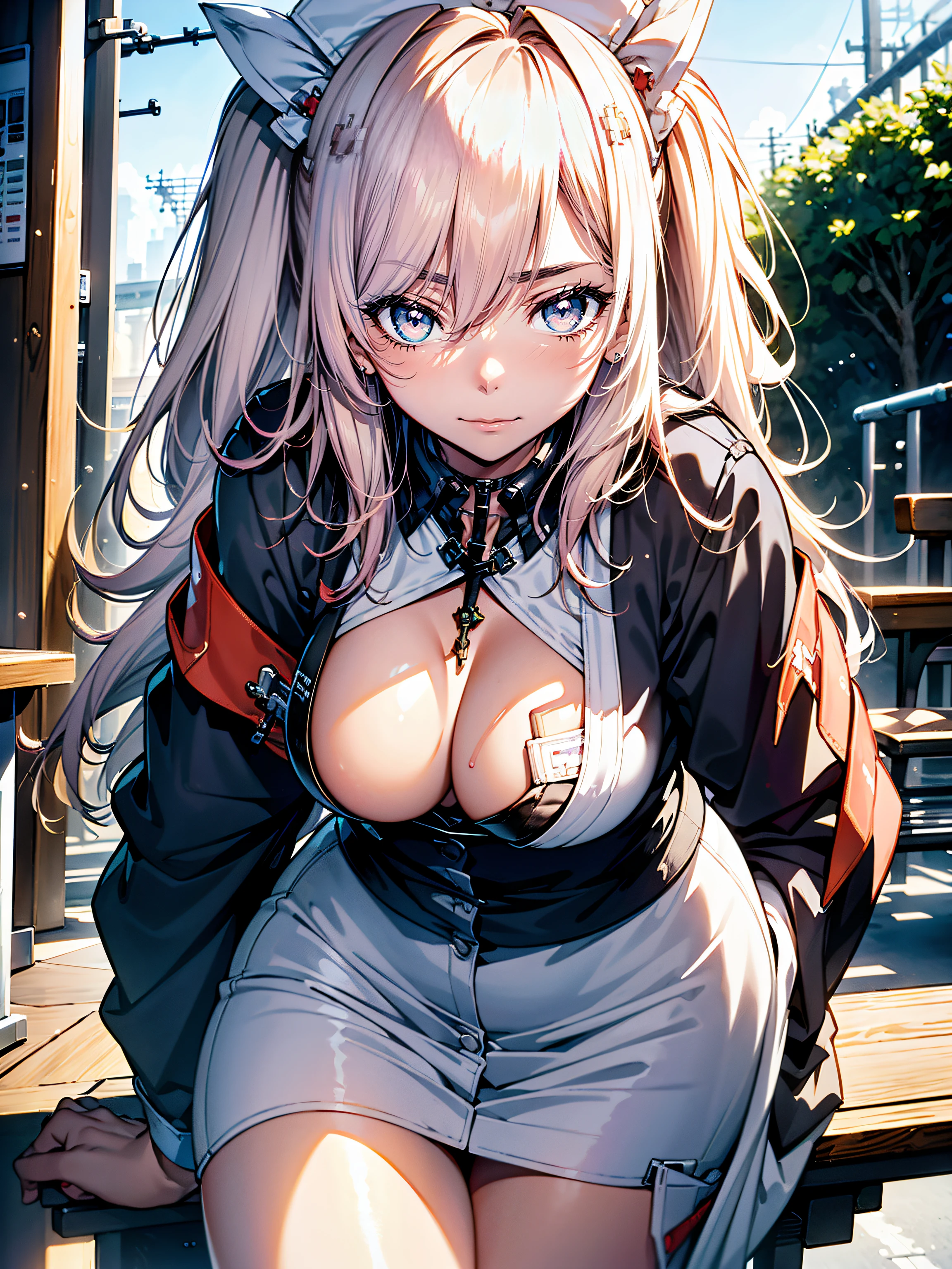 ((Nurse)),hiquality, hight resolution, ultra-detailliert, high-level image quality, hightquality, anime illustrated, (finely detailed beautiful eye: 1.2), Detailed eye depiction, (finely detailed eyes and detailed face:1.3), (extremely details CG, Best Shadow:1.1), Depth of field and blur, (Perfect Detail: 1.1) , digitial illustration, Enamel Art, Center, Watercolor painting, art stations, concept-art, character sheets, Lightning Wave, beautiful anime watercolors, Vibrant colors, Sharp Focus, art by:hyung tae kim, Fine detail, intricate detailes, Curvaceous body, Detailed eye depiction, Vibrant colors,((Nervous look before riding a roller coaster))
