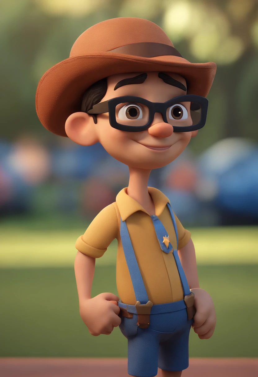 Cartoon character of a man wearing black glasses and a blue shirt, um personagem animado, Caractere estilizado, animation style rendering, 3D estilizado, Arnold Maya render, 3 d render stylized, toon render keyshot, Personagem 3D, Personagem 3D, 3d rendering stylized, 3 d character render, personagem de desenho animado, Personagem de close up, Pose de personagem, (Estilo Pixar) (master part:1.2) (Bokeh) (best quality) (pele detalhada) (textura detalhada) (8k) (argila) (Cinematic lighting) (foco nítido,Senta e vaza a parte superior do corpo