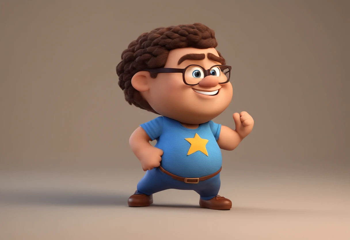 Personagem de desenho animado de um homem gordinho e uma camisa azul, um personagem animado, Caractere estilizado, animation style rendering, 3D estilizado, , 3 d render stylized, toon render keyshot, Personagem 3D, Personagem 3D, 3d rendering stylized, 3 d character render, personagem de desenho animado, Personagem de close up, Pose de personagem, (Estilo Pixar) (master part:1.2) (Bokeh) (best quality) (pele detalhada) (textura detalhada) (8k) (argila) (Cinematic lighting) (foco nítido，Senta e vaza a parte superior do corpo