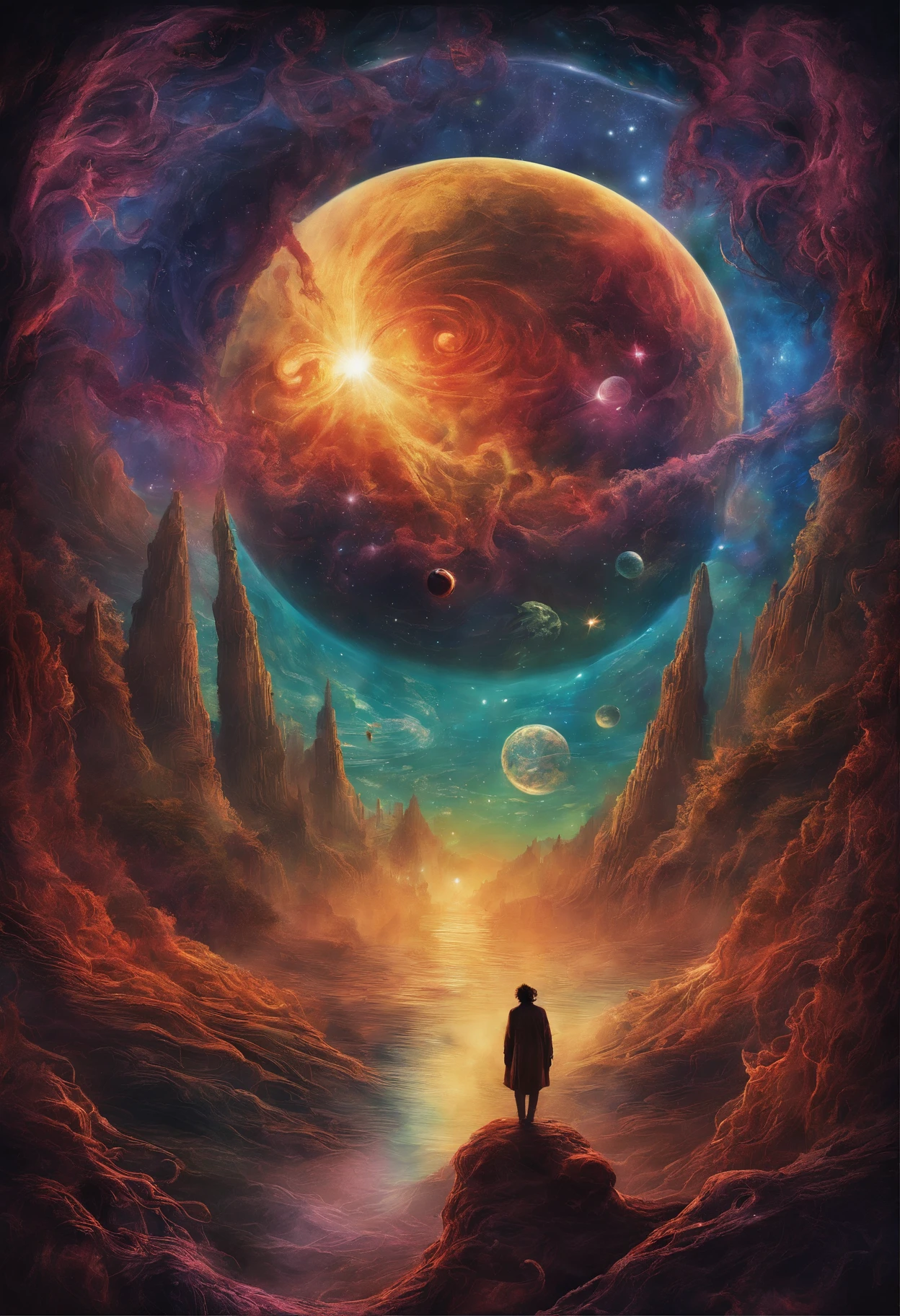 There is a planet in the middle, Tentacles of the universe, Lovecraft's inspiration, Lovecraft's Cosmic Fear, Lovecraft's Hellscape, Fantasy and space horror films, Lovecraft-inspired atmosphere, lovecraftian, Planet in open space, No people