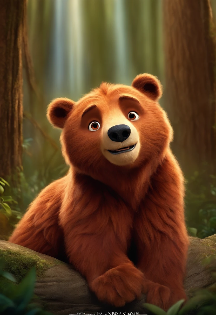 Poster disney pixar 3D ursa ruiva cabelo longo