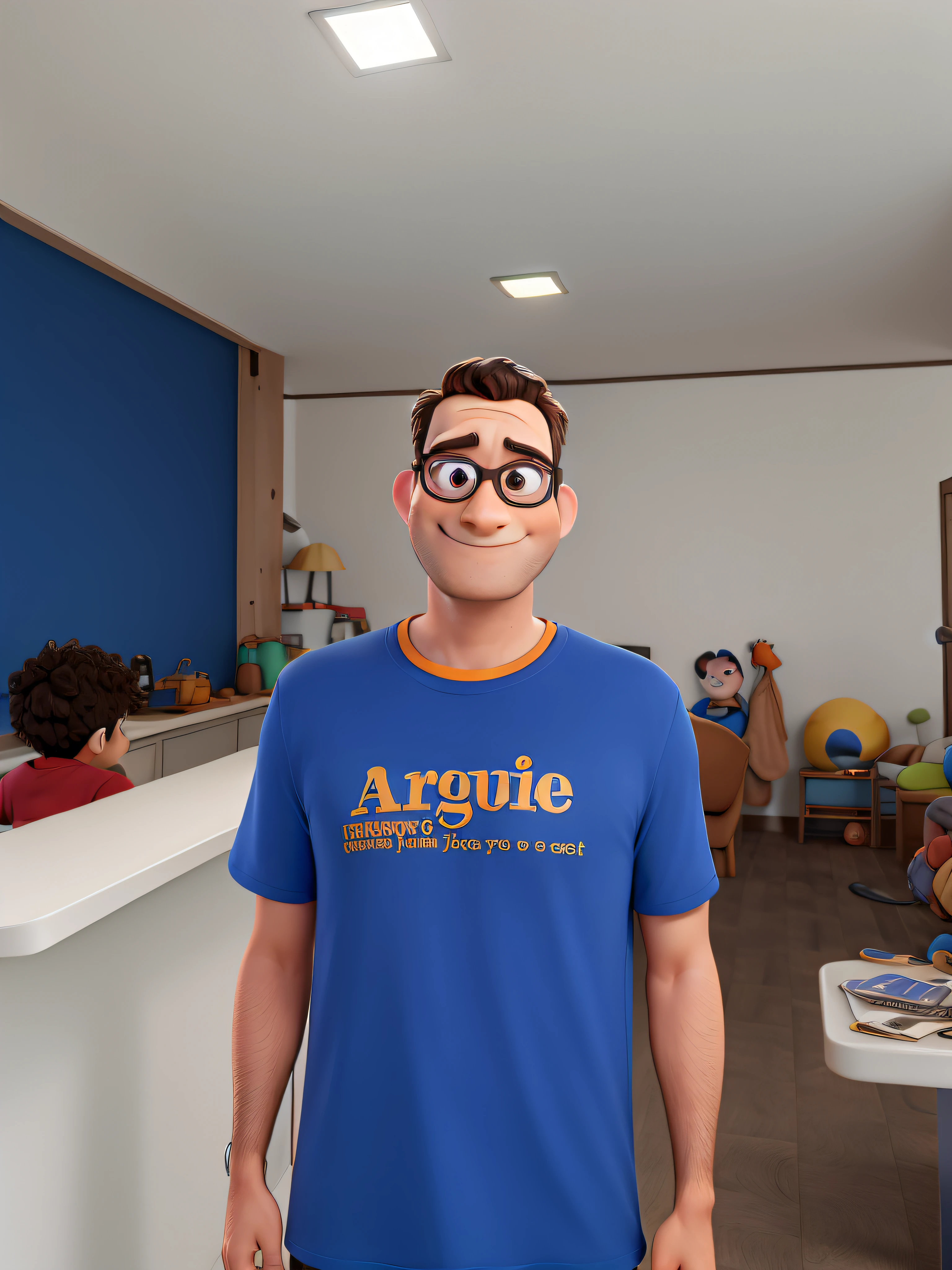 Um homem com oculos estilo disney pixar, alta qualidade, melhor qualidade