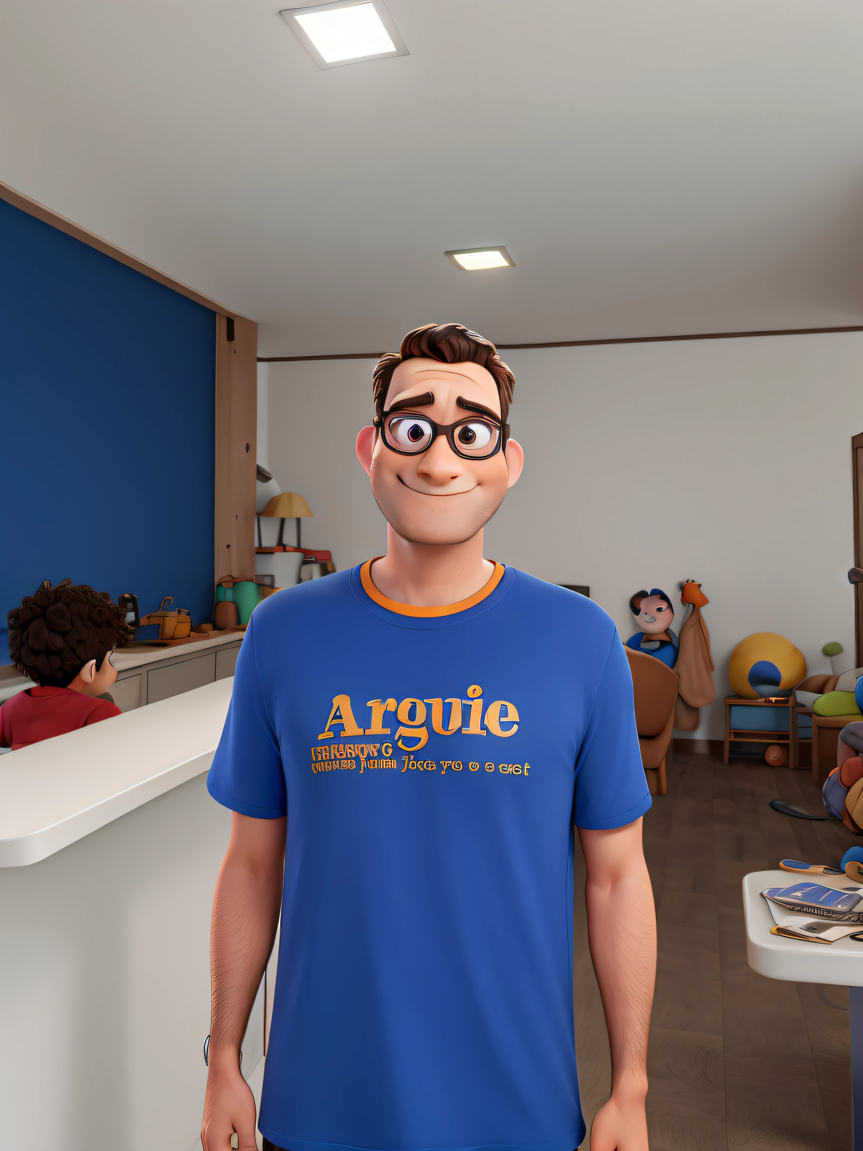 Um homem  com  oculos estilo disney pixar, alta qualidade, melhor qualidade