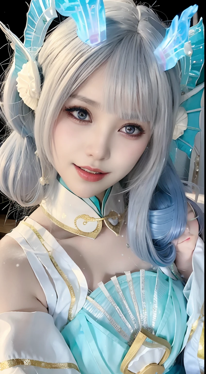 blue hair,period costume,Royal Sister,Ancient wind,fully body photo,very vey very detailed face,exteriors,rays of sunshine,baiyun,snow mountains