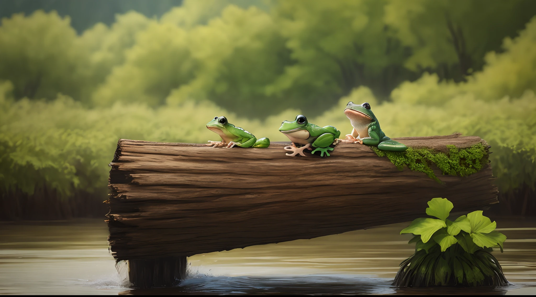 Frog on a log with a hog
