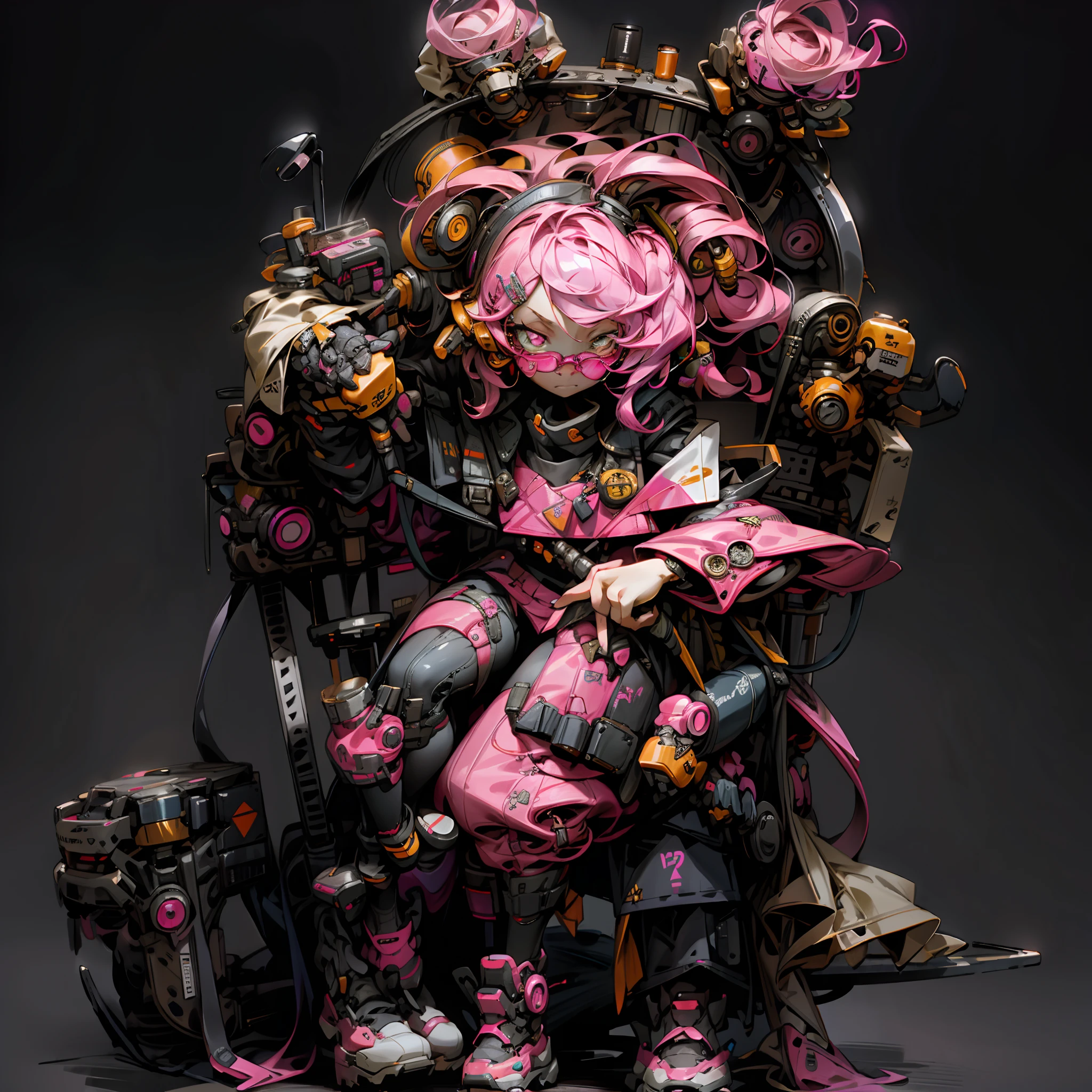 Masterpiece, HD, High Quality, Detailed Details, High Quality, (Loli, Japanese Art Silkworm Eyebrow Makeup, Guitar, Glasses, Ear Hairpin, Tactical Headphones), (Pink Hair, Nice Clothes, Detail Layering: 1.2), Rich Details, Bow Shoes, Fine Clothes, Depth of Field, Contour Light, Backlight, ((Cyberpunk Stage, Bar, DJ, Glowing Guitar: 1.2)), Real Light and Shadow Changes, Five Fingers,