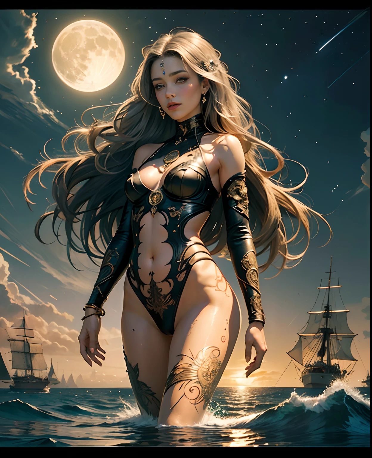 official art, 8k unit wallpaper, ultra detailed, beautiful and aesthetic, high quality, beautiful, masterpiece, best quality (zentangle, mandala, tangled, tangled: 0.6), a young goddess in her 20s, long silver hair, sun goddess, (masterpiece), best quality, expressive eyes, perfect face, portrait of beautiful cyborg with GINGER hair, intricate, elegant, highly detailed, majestic, digital photography, surreal painting gold butterfly filigree, broken glass, (masterpiece, side lighting, finely detailed beautiful eyes: 1.2), HDR, (detailed background window to a new dimension, plants and flowers:0.7) infinity, infinite symbol, night sky with full moon, (masterpiece), best quality, expressive eyes, perfect face, highly detailed face and body, cinematic lighting, photorealistsic, 1girl, 18yo, ((dark brown straight shoulder length hair)), dark brown eyes, big eyes, very thin body, ((((flat chest)))), skinny, laying on her back on piles, (legs spread open), pink pussy lips, bald pussy, well lit, beautiful and aesthetic:1.2), (1girl), extreme detailed,(fractal art:1.3),colorful,highest detailed,beautiful goddess emerging from the ocean, caucasian girl with shiny silver hair, full female body, golden eyes, wild waves, big waves, oriental mandala tattoos, transparent dresses, skin wet with water, stormy sky, sunset sky red stormy clouds, ancient temple floating in the sea, floating old clock, lamp, lantern, beautiful girl with a slight smile, transparent blouse, black vikini, fractal, Sakimichan-style art, slight smile, legs open, pubic hair view, 1 sexy girl, exposed breasts, open transparent T-shirt, Mandala and flower tattoos, Best Quality ,black hair fused with platinum and gold, naked girl, visible beautiful pubic area, pink pesons, small breasts in sight, tattoos on the naked body, old floating clock, lamp, lantern , skin wet with water, open legs,multicolored sea waves, sea goddess rising from water