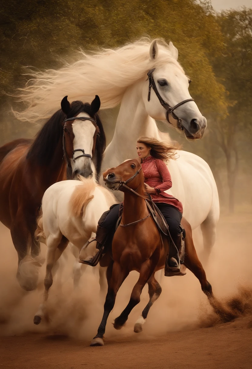 Crie uma mulher assistindo corrida de cavalos nos anos de 1900