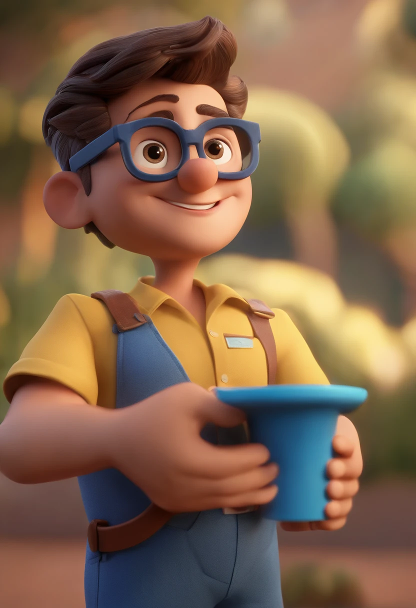 Personagem de desenho animado de um homem usando uma camisa azul, um personagem animado, Caractere estilizado, animation style rendering, 3D estilizado, Arnold Maya render, 3 d render stylized, toon render keyshot, Personagem 3D, Personagem 3D, 3d rendering stylized, 3 d character render, personagem de desenho animado, Personagem de close up, Pose de personagem, (Estilo Pixar) (master part:1.2) (Bokeh) (best quality) (pele detalhada) (textura detalhada) (8k) (argila) (Cinematic lighting) (foco nítido，Senta e vaza a parte superior do corpo