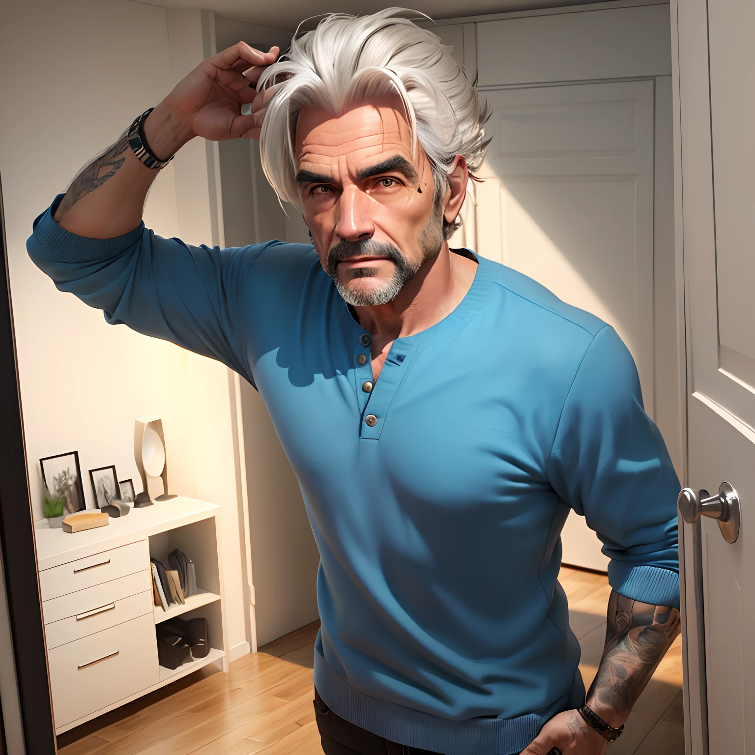 Imagem 3d homem de 45 anos cabelos grisalhos