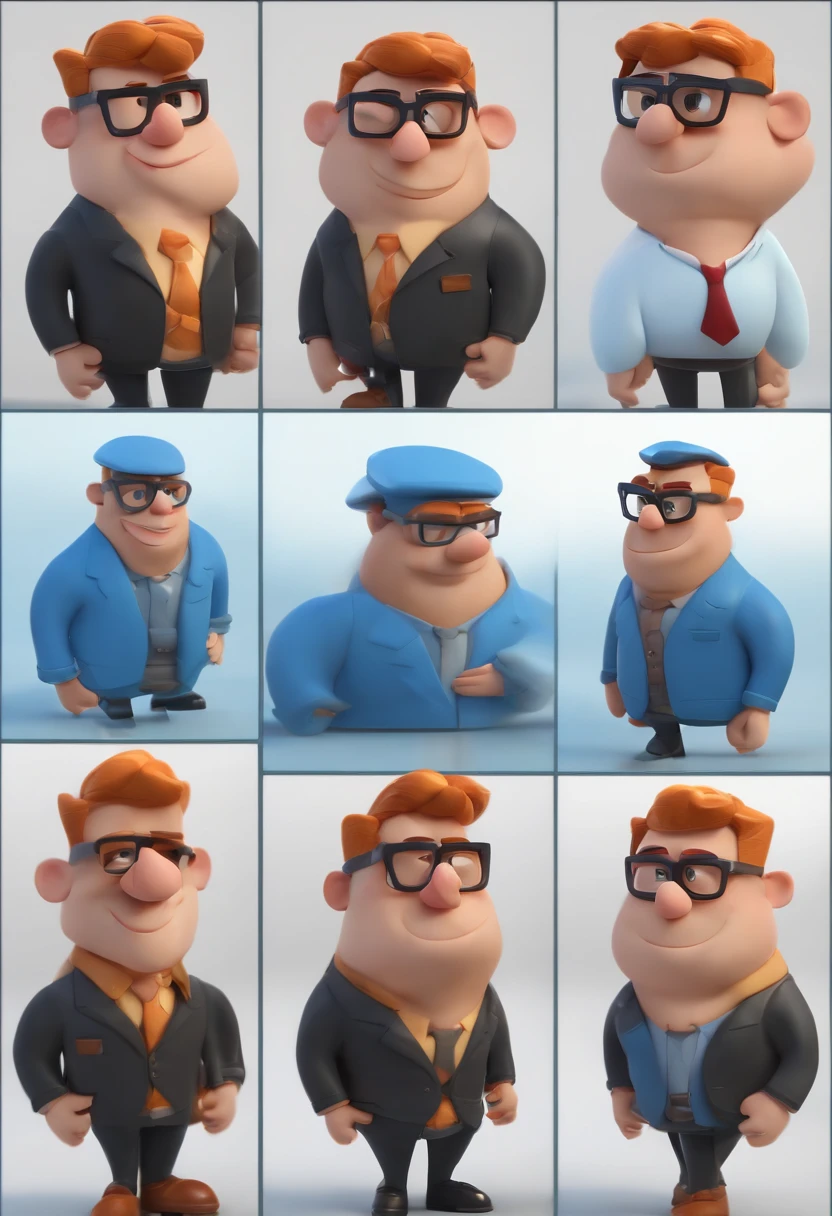 Cartoon character of a man wearing black glasses and a blue shirt, um personagem animado, Caractere estilizado, animation style rendering, 3D estilizado, Arnold Maya render, 3 d render stylized, toon render keyshot, Personagem 3D, Personagem 3D, 3d rendering stylized, 3 d character render, personagem de desenho animado, Personagem de close up, Pose de personagem, (Estilo Pixar) (master part:1.2) (Bokeh) (best quality) (pele detalhada) (textura detalhada) (8k) (argila) (Cinematic lighting) (foco nítido，Senta e vaza a parte superior do corpo