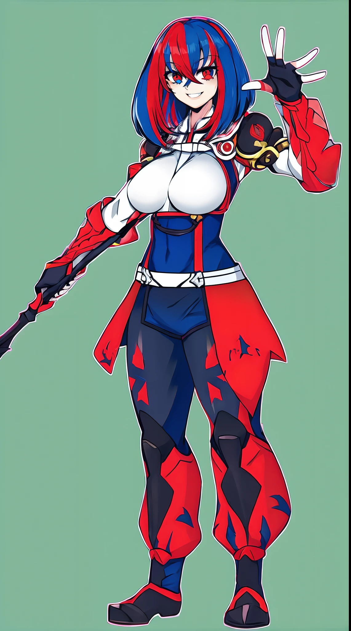 Protogen, military pose, standing, pista de aterrizaje, take a gun, serious face, female, wide hips, small waist, solo, wearing full modern black armor, big chest, sexy, large legs, red and white body, by bebebebebe