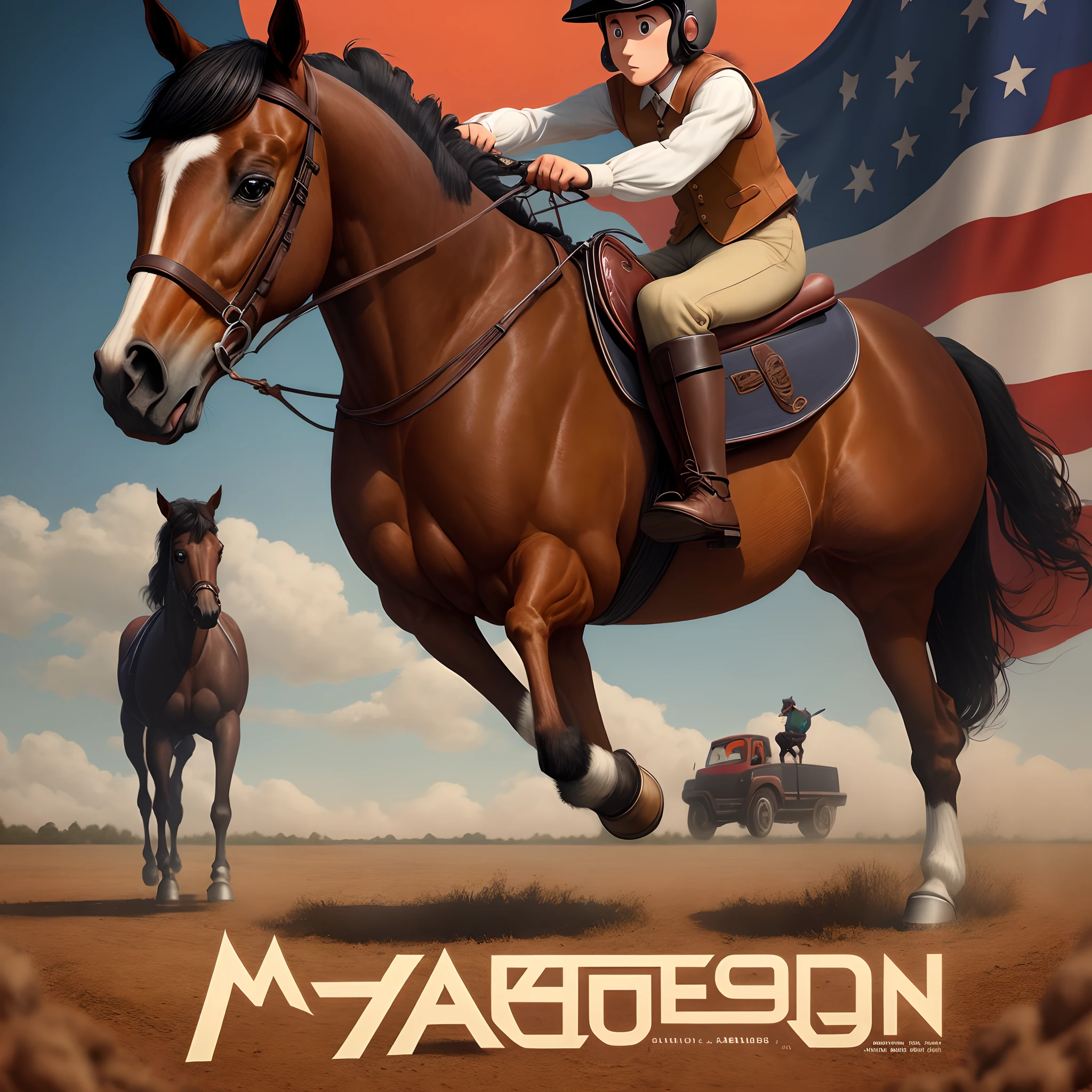 Pixar poster with a American Saddlebred horse
