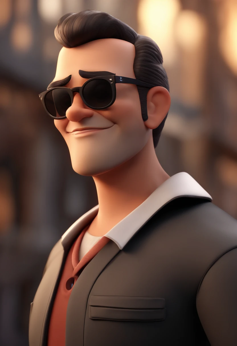 Cartoon character of a man with black glasses and a black polo shirt, cabelo liso, With beard and old school tattoo on his arm, animation character, Caractere estilizado, animation style rendering, 3D estilizado, Arnold Maya render, 3 d render stylized, toon render keyshot, Personagem 3D, Personagem 3D, 3d rendering stylized, 3 d character render, personagem de desenho animado, Personagem de close up, Pose de personagem, (Estilo Pixar) (master part:1.2) (Bokeh) (best quality) (pele detalhada) (textura detalhada) (8k) (argila) (Cinematic lighting) (foco nítido