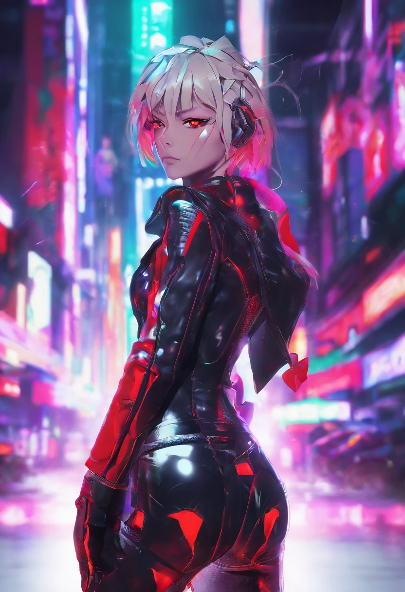 chisatonishikigi, nishikigi chisato, short hair, bangs, blonde hair, (red eyes:1.5), hair ribbon, one side up, bob cut, open mouth, BREAK ribben, neck ribbon, naked , , BREAK outdoors, city, BREAK looking at viewer, (cowboy shot:1.5), BREAK (masterpiece:1.2), best quality, high resolution, unity 8k wallpaper, (illustration:0.8), (beautiful detailed eyes:1.6), extremely detailed face, perfect lighting, extremely detailed CG, (perfect hands, perfect anatomy),