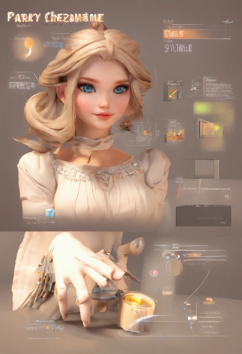 best quality, master part, fotorrealista, extremamente detalhado CG unidade 8k papel de parede, Chibi,1girl, Elsa,sozinho, cheio_corpo, sorrir, Olhando_em_visualizador, ao ar livre,