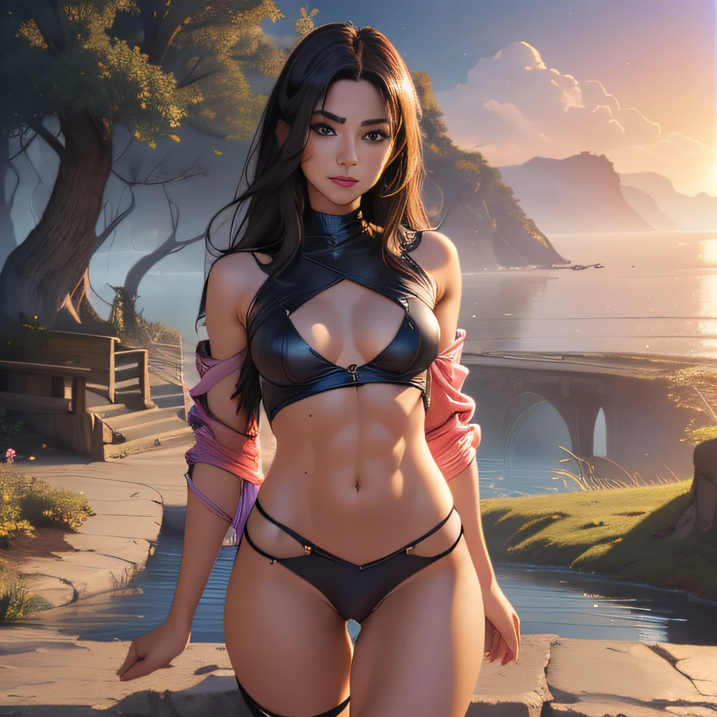(Extremely detailed 8k wallpaper), sfw, (photo:2), (soigne sexy girl:2), (hyper realistic:1), (highly detailed:1), (epic realistic:1), rim light, (maximum details:1), cozy, (hot:2), (sexy:2), (fullbody:1), (looking at viewer:2), (Woman's Attractive Qualities:2), (Attractive Woman:2), (Attractive:2), Smile, Intelligence, Empathy, Gracefulness, Sense of Style, Fitness, Grooming, Optimism, (Sensitivity:2), Sincerity, Romantic Gestures, Playfulness, Fashion Sense, (Sensuality:2), Charm, Modesty, Thoughtfulness, (Femininity:1), Flirtatiousness, Warmth, (Physical attractiveness:2), A beautiful smile, A love of life, strength and power, vulnerability, curiosity, wonder, love, (nature background:2), kawaii, waifu, sexy breasts, (attractive body:2), (sexy body:2), fuckeble pose, sexy pose, attractive pose, spread legs, hot pose, provocative pose, sexy top, short top:1.2, calm, sexy clothing, complex, highly detailed, and dramatic, cinematic lighting, bright scene, cameltoe:1.2, thigh gap, soft lights, dark gray clothes