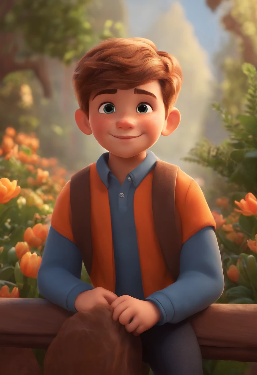 Image of a boy for a story in a YouTube video in Pixar format, He's the little allabester, He's the class leader, He's outgoing, Playful and gets up for a lot of things