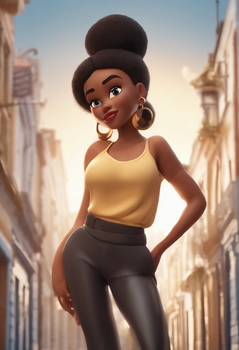 personagem dos desenhos animadosUMA ADOLESCENTE DE 17 ANOS COM O CABELO CACHEADO PRETO, ALTA, COM SOBRANCELHAS UM POUCO RALAS, LIPS WITH MEDIUM THICKNESS WHO WEARS LOUGAS CLOTHES, PANTS AND CLOTHES NOT VERY COLORFUL. Light black coloranimation character, Caractere estilizado, animation style rendering, 3D estilizado, Arnold Maya render, 3 d render stylized, toon render keyshot, Personagem 3D, Personagem 3D, 3d rendering stylized, 3 d character render, personagem de desenho animado, Personagem de close up, Pose de personagem, (Estilo Pixar) (master part:1.2) (Bokeh) (best quality) (pele detalhada) (textura detalhada) (8k) (argila) (Cinematic lighting) (foco nítido