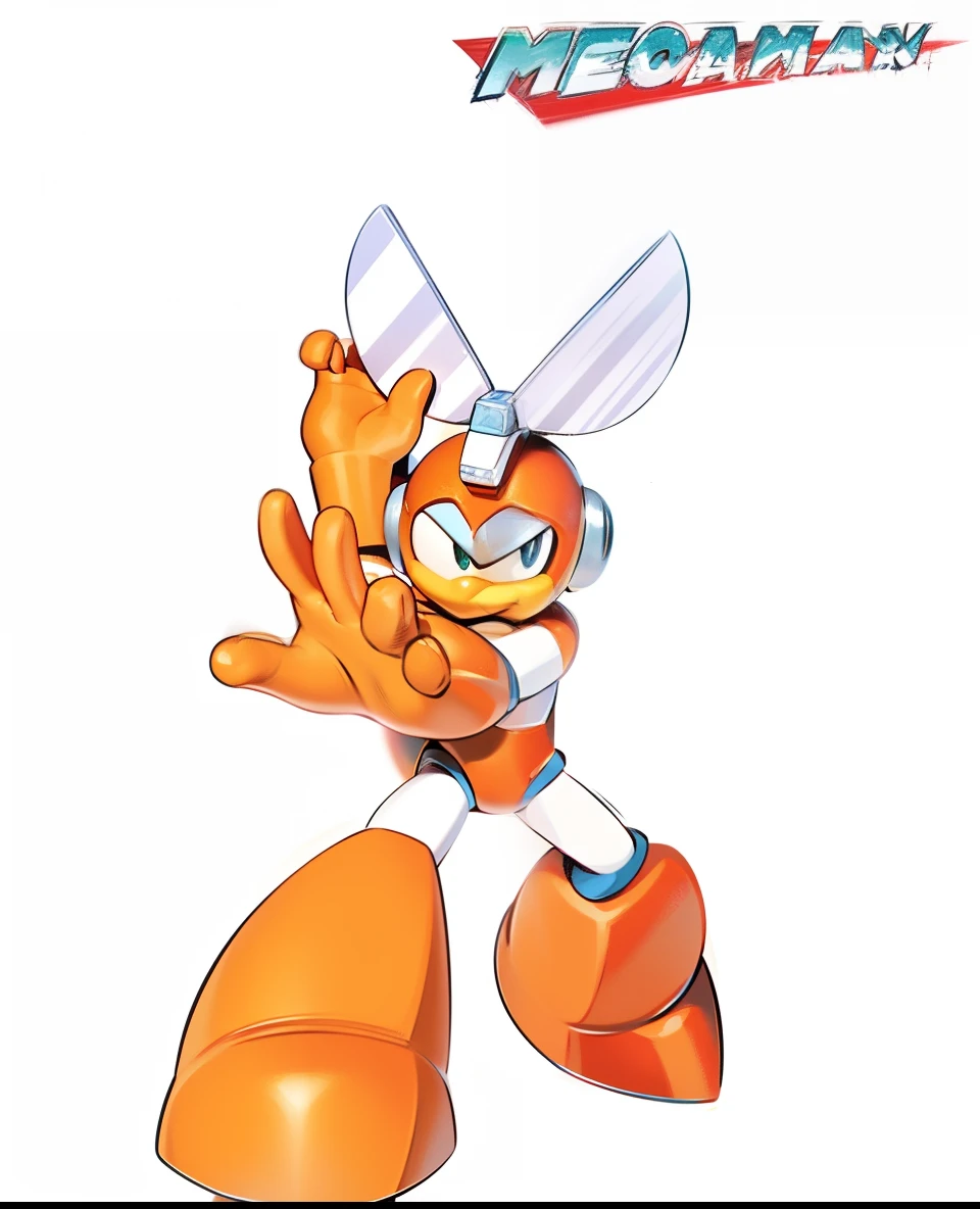 Close-up of cartoon character with knife in hand, MegaMan, MegaMan, this character has cryokinesis, toonix character, hero action pose, author:Tadashi Nakayama, Humanoid form, Pose(Arms up + cheerfulness), battle action pose, author:Akira Toriyama, 2 arms, offcial art, super super dynamic dynamic pose
