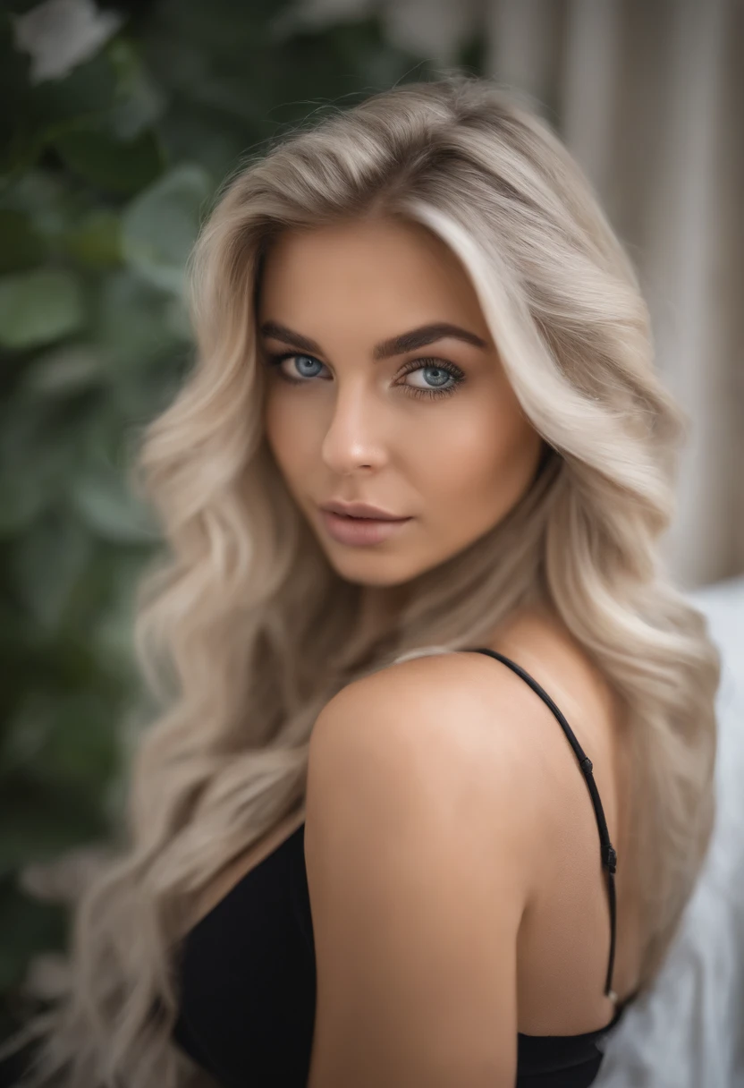 Femme Arafed complètement , fille sexy aux yeux bleus, ultra réaliste, Méticuleusement détaillé, Portrait Sophie Mudd, cheveux blonds et grands yeux, Selfie d’une jeune femme, Yeux de chambre, Violet Myers, sans maquillage, maquillage naturel, Regarder directement la caméra, Visage avec Artgram, Maquillage subtil, Superbe photo du corps entier agenouillée sur le lit, dans la chambre, Buste de taille moyenne à grande race mixte