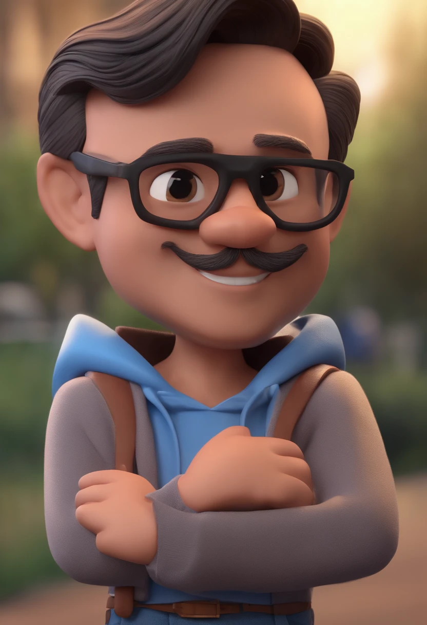 Cartoon character of a man with black glasses and a blue shirt, animation character, Caractere estilizado, animation style rendering, 3D estilizado, Arnold Maya render, 3 d render stylized, toon render keyshot, Personagem 3D, Personagem 3D, 3d rendering stylized, 3 d character render, personagem de desenho animado, Personagem de close up, Pose de personagem, (Estilo Pixar) (master part:1.2) (Bokeh) (best quality) (pele detalhada) (textura detalhada) (8k) (argila) (Cinematic lighting) (foco nítido