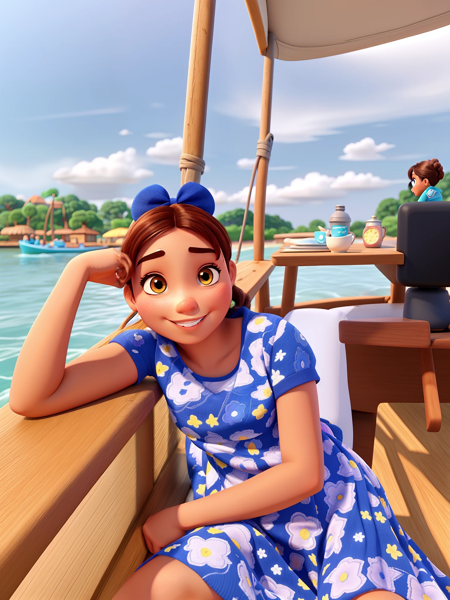 uma morena no estilo disney pixar