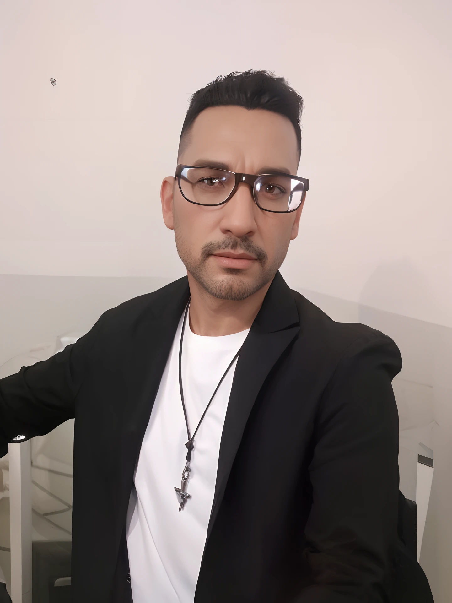 Cartoon character of a man with black glasses with low beard and a black blazer a white shirt, animation character, Caractere estilizado, animation style rendering, 3D estilizado, Arnold Maya render, 3 d render stylized, toon render keyshot, Personagem 3D, Personagem 3D, 3d rendering stylized, 3 d character render, personagem de desenho animado, Personagem de close up, Pose de personagem, (Estilo Pixar) (master part:1.2) (Bokeh) (best quality) (pele detalhada) (textura detalhada) (8k) (argila) (Cinematic lighting) (foco nítido