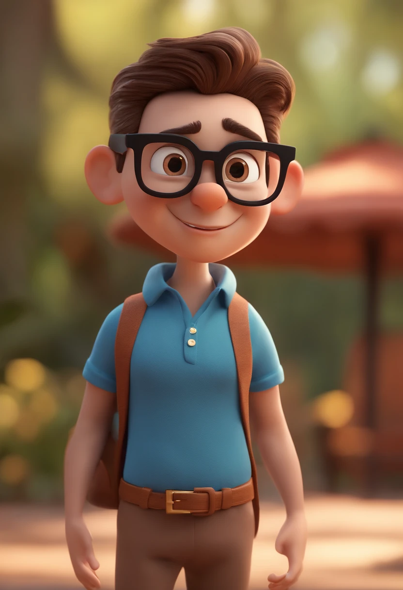 Cartoon character of a man with black glasses and a blue shirt, animation character, Caractere estilizado, animation style rendering, 3D estilizado, Arnold Maya render, 3 d render stylized, toon render keyshot, Personagem 3D, Personagem 3D, 3d rendering stylized, 3 d character render, personagem de desenho animado, Personagem de close up, Pose de personagem, (Estilo Pixar) (master part:1.2) (Bokeh) (best quality) (pele detalhada) (textura detalhada) (8k) (argila) (Cinematic lighting) (foco nítido