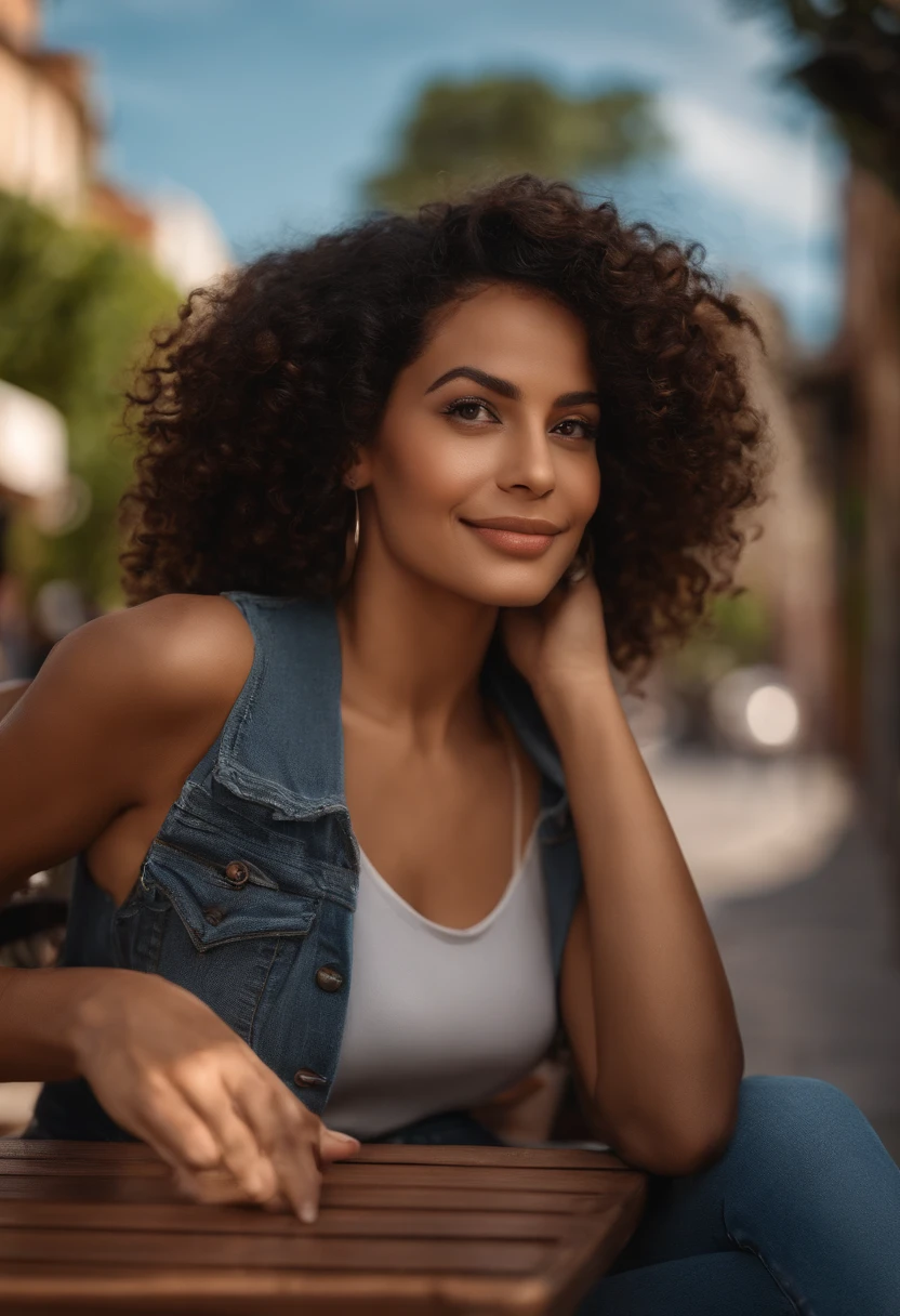 mulher latina, negra de 36 anos, cabelo cacheado, cabelo com cachos, designed for cozy aesthetics!, Wholesome, foto do produto de alta qualidade, usando roupa roxa, usando blazer roxo, arte do designer, foto oficial do produto, full facial vision, bottom angle, foto do produto em miniatura, foto de produto de alto detalhe, Tecnologia, foto profissional do produto, 1614572159, foto retrato