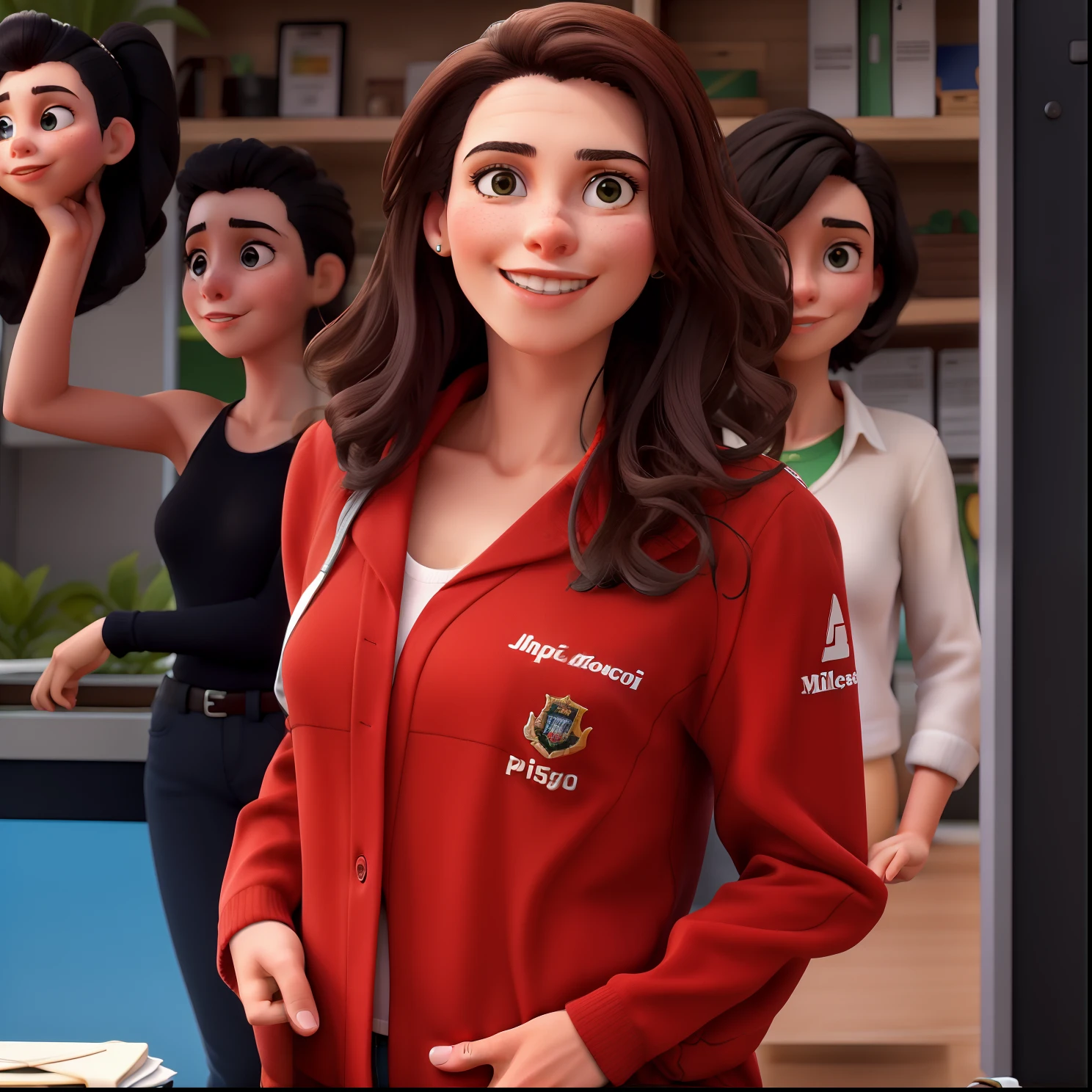 Moderno, mulher, de jaleco, em pe, em um comsultorio