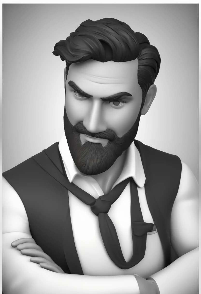 personagem dos desenhos animados de um homem branco, barba curta, olhos castanhos, com uma camisa preta, animation character, Caractere estilizado, animation style rendering, 3D estilizado, Arnold Maya render, 3 d render stylized, toon render keyshot, Personagem 3D, Personagem 3D, 3d rendering stylized, 3 d character render, personagem de desenho animado, Personagem de close up, Pose de personagem, (Estilo Pixar) (master part:1.2) (Bokeh) (best quality) (pele detalhada) (textura detalhada) (8k) (argila) (Cinematic lighting) (foco nítido