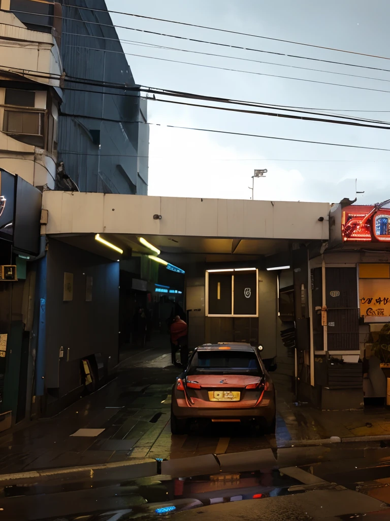 Led, neon, noite, chuva, futuro, loja, cyberpunk, japao, sushi delivery